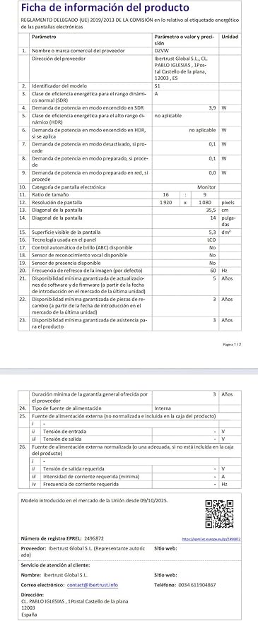 Monitor Extensor 14 Pulgadas FHD IPS miniatura 10