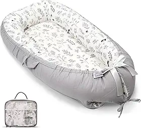 EAQ Espreguiçadeira de bebê, espreguiçadeira Snuggle Me, portátil, respirável e macio, travesseiro de espreguiçadeira de algodão orgânico, berço seguro para dormir, berçário, viagem, hora de brincar