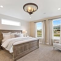 Vista 3 de Lámpara de techo semiempotrada de cristal con 3 luces de bronce rústico estilo cuenco