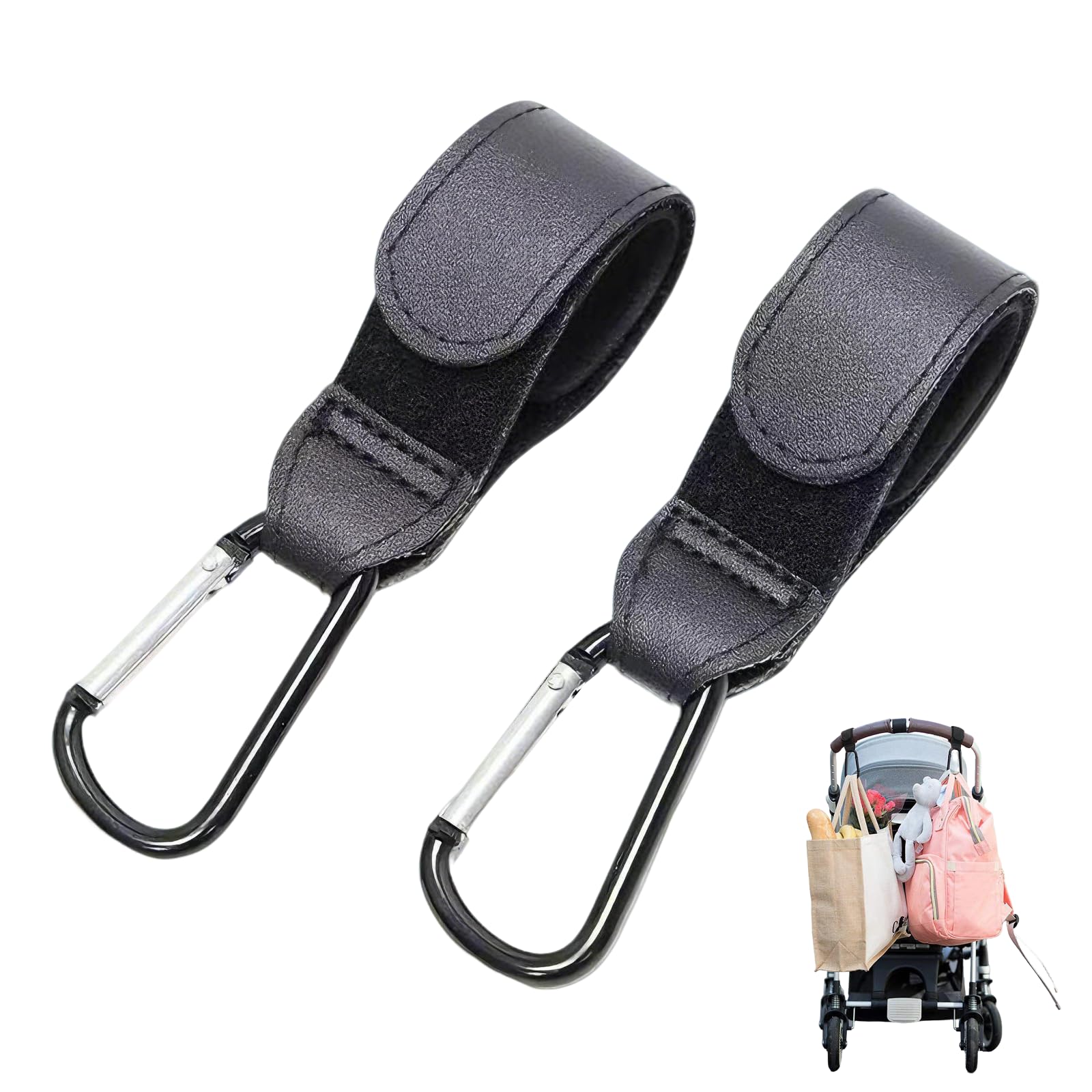 Buggy Clips, Universal Pram Hooks for Babies, Heavy-Duty Aluminium with 5 kg Capacity, One-Hand Operation, Pram Carabiner Clip, Rollator Accessories, for Pushchairs, Wheelchairs & Shopping Bags