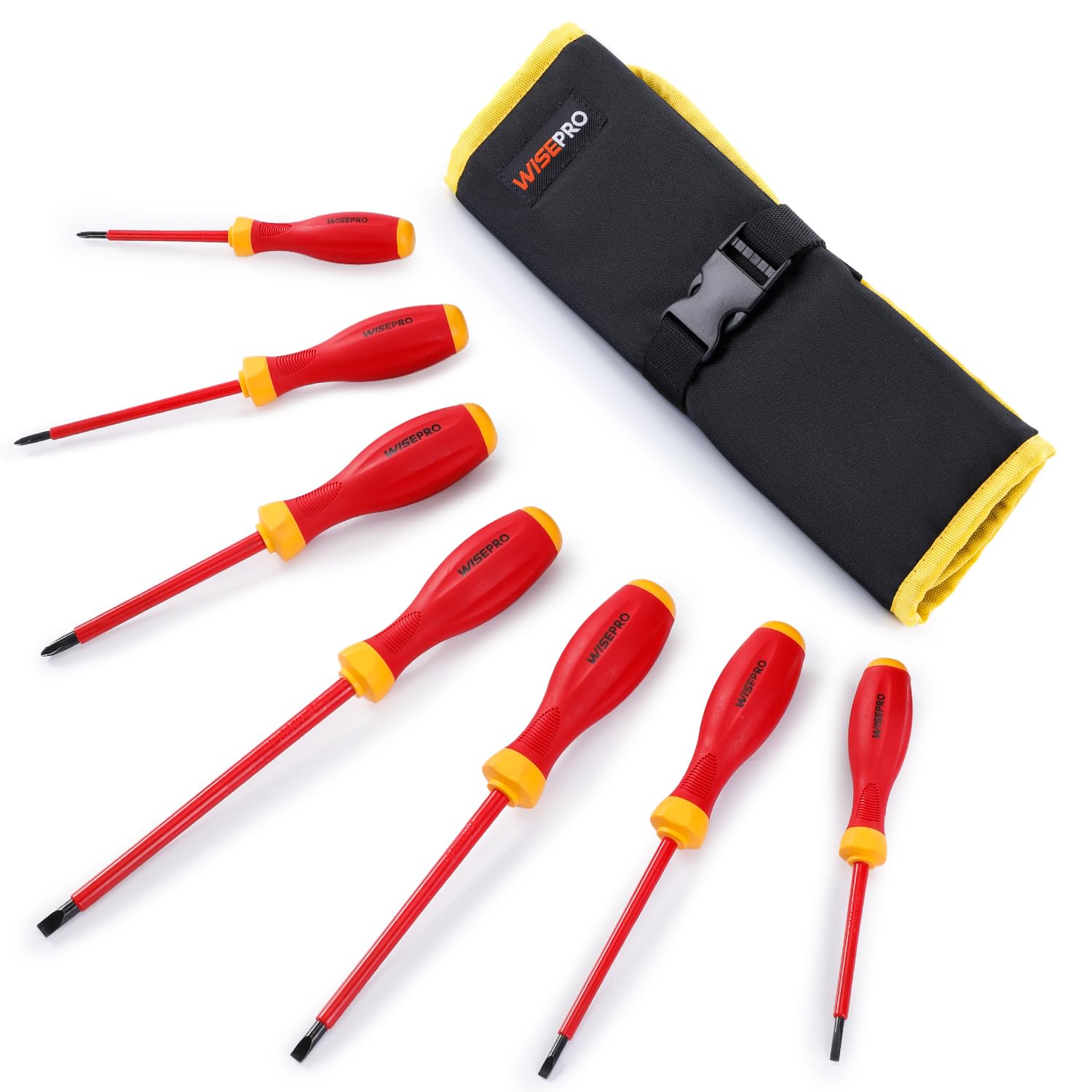 WISEPRO 8PCS 1000V Insulated Screwdriver Set, Electrical Screwdriver Set Electrician Screwdriver Repair Tools with Magnetic Phillips and Slotted Tips
