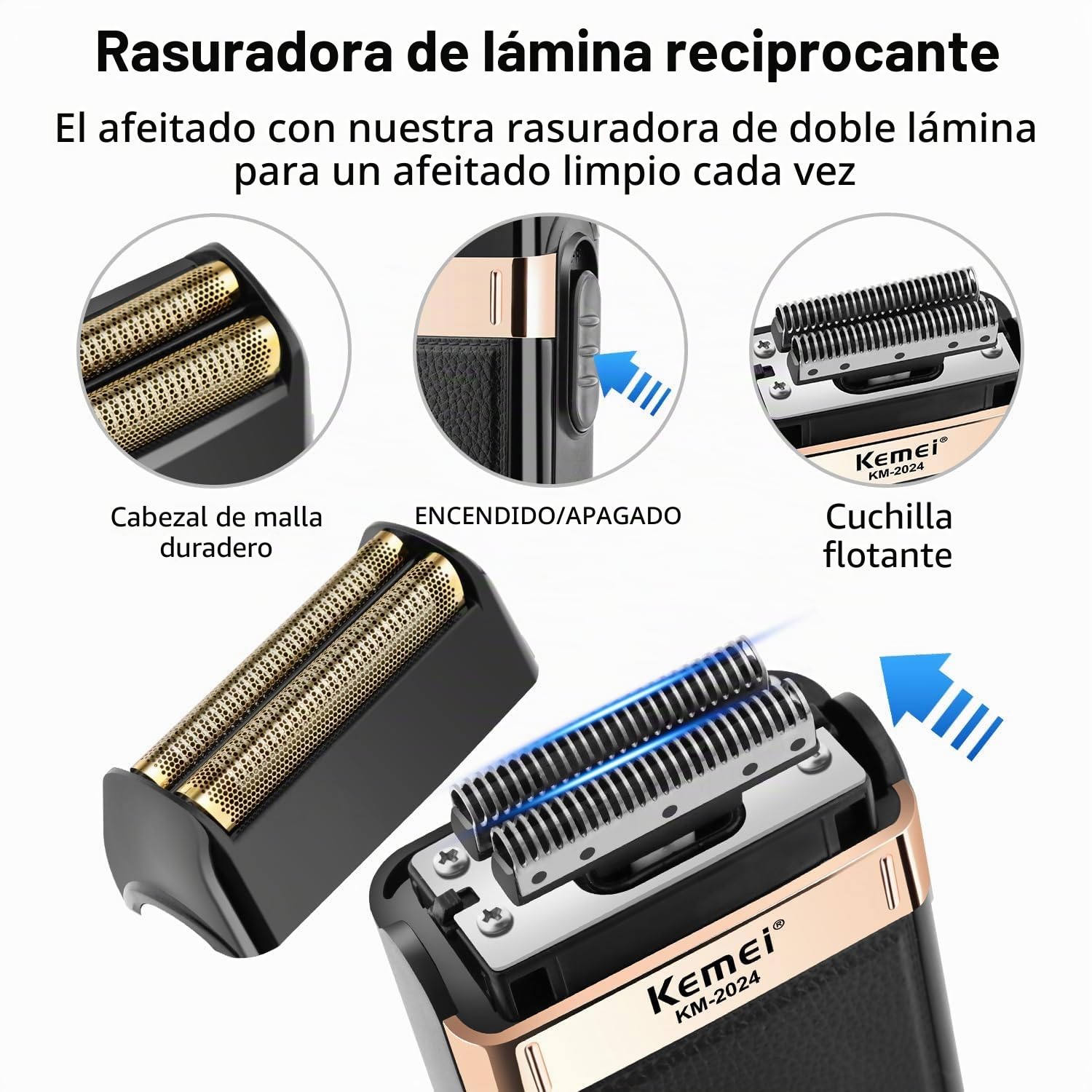 Afeitadora de afeitar alternativa impermeable para hombre Afeitadora Eléctrica Inalámbrica Recargable Barba Precisión Sideburn Trimmer Maquinilla de afeitar Doble Hoja Lavable,USB Recargable