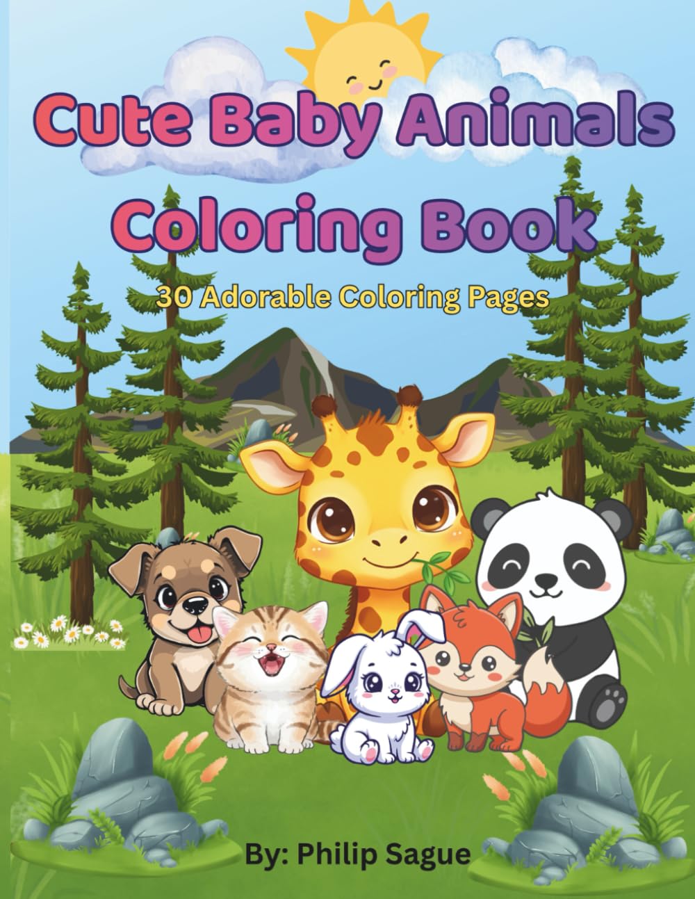 Cute Baby Animal Coloring Book: 30 Adorable Coloring Pages