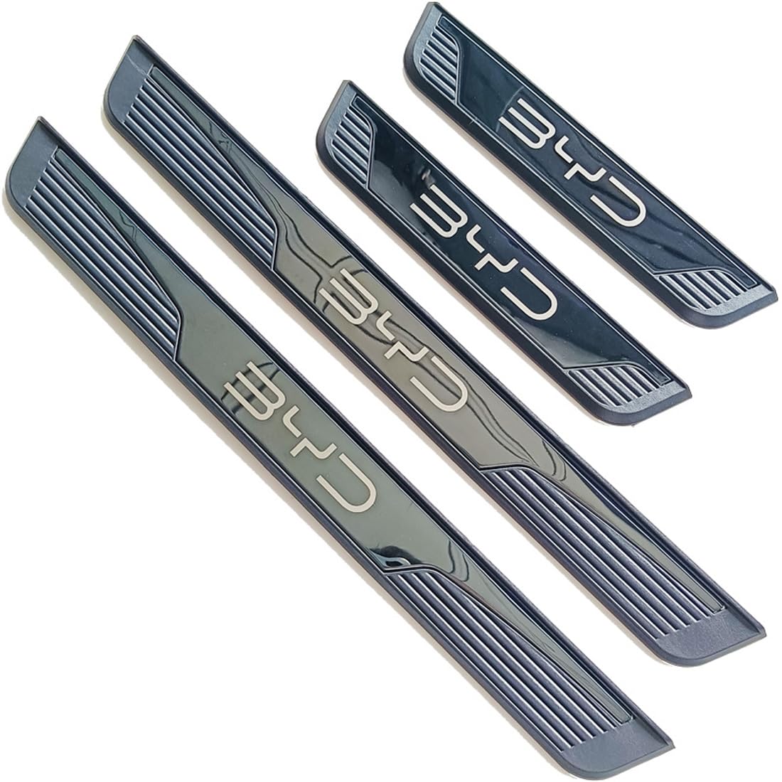 for BYD Shark Sealion 6 Song Plus 2024 Stainless Chrome Door Sill Protector Kick Plate Entry Guard Kit Interior Accessory (Chrome BYD Black)