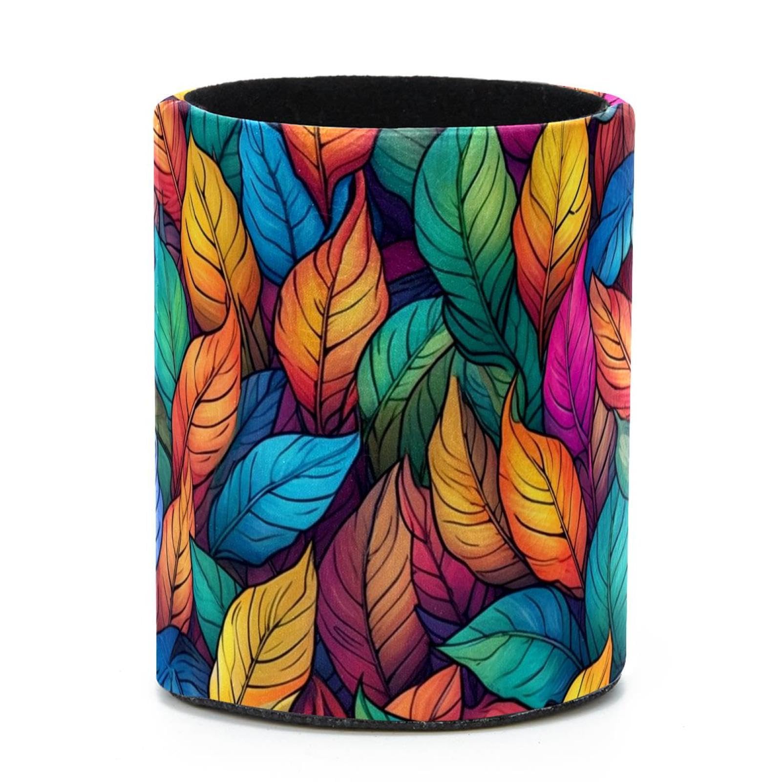 VAPOKF Round Pencil Holders for Desk, Artistic Leaves Pen Holders Pen Pot Makeup Brushes Storage Desktop Stationery Supplies Organiser for Home Office