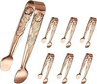 Vista 9 de 3 piezas de mini pinzas para servir, pinzas de 10 cm de acero inoxidable color rosa para cubitos de azúcar, pinzas pequeñas plateadas para hielo