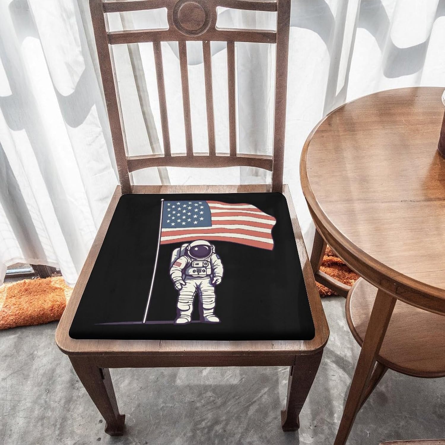 American Flag Space Astronaut Floor Pillow Meditation Yoga Cushion Square Chair Cushion Pillows Seating for Adults