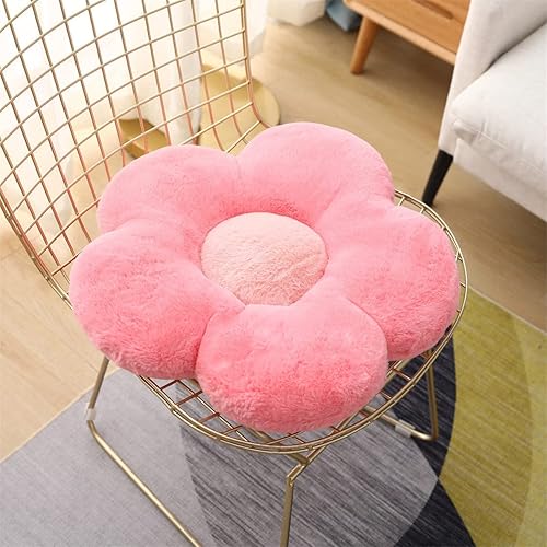 Miniatura 2 de Cojín de felpa con diseño de flores y flores, cojín para el piso, cojín de ocio, cojín para coche, decoración de habitación (15.7 in, rosa)