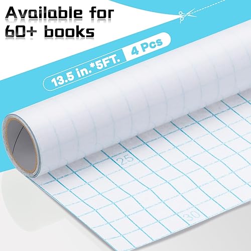 Miniatura 2 de Tatuo Funda adhesiva transparente para libros, rollo de papel de contacto transparente de 13.5 x 5 pies, protector adhesivo transparente para