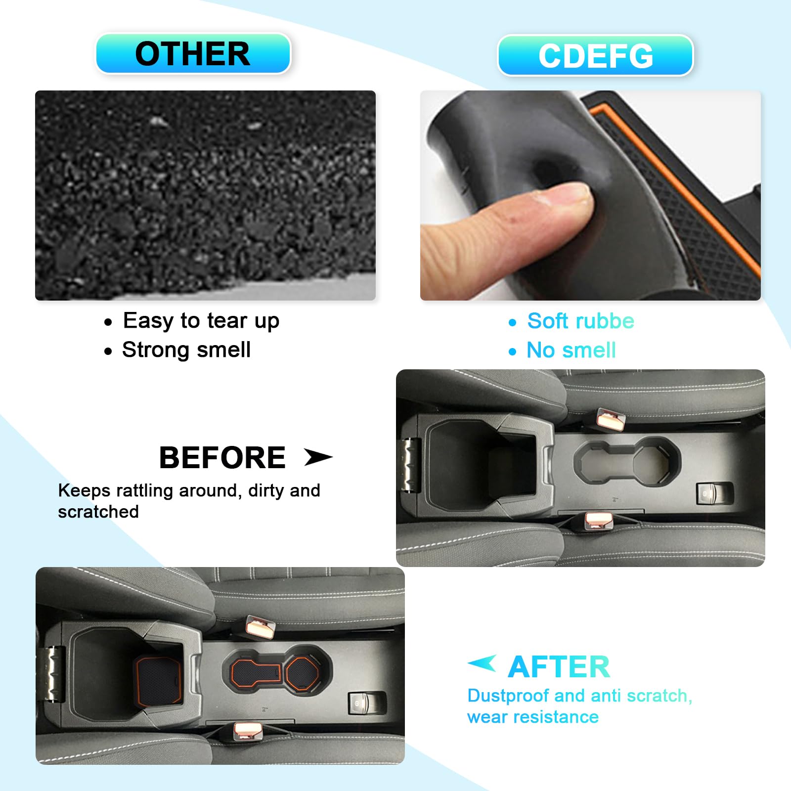 CDEFG Compatibile con Dacia Sandero 3 / Sandero Stepway III 2021-2024 2025, Tappetino Antiscivolo Antipolvere Antigraffio Tappetini in Gomma Portabicchieri Auto Sandero 2024 Accessori (Arancia)