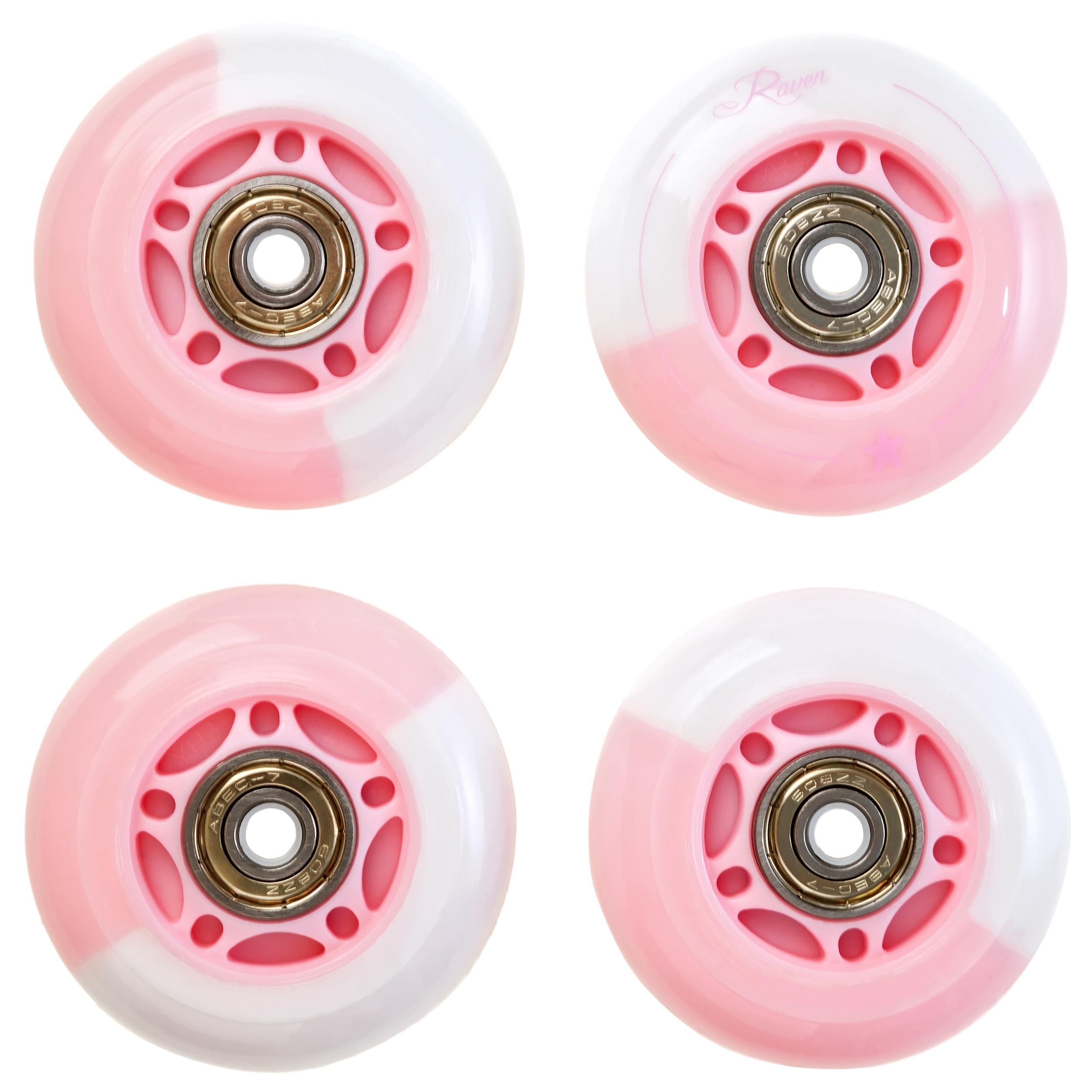 RAVEN Rollen LED leuchtende Ersatzrollen für Inlineskates mit Kugellager 64mm oder 70mm Set - 8 Stück (Etta Pink, 64mm (Set - 8 Stück))