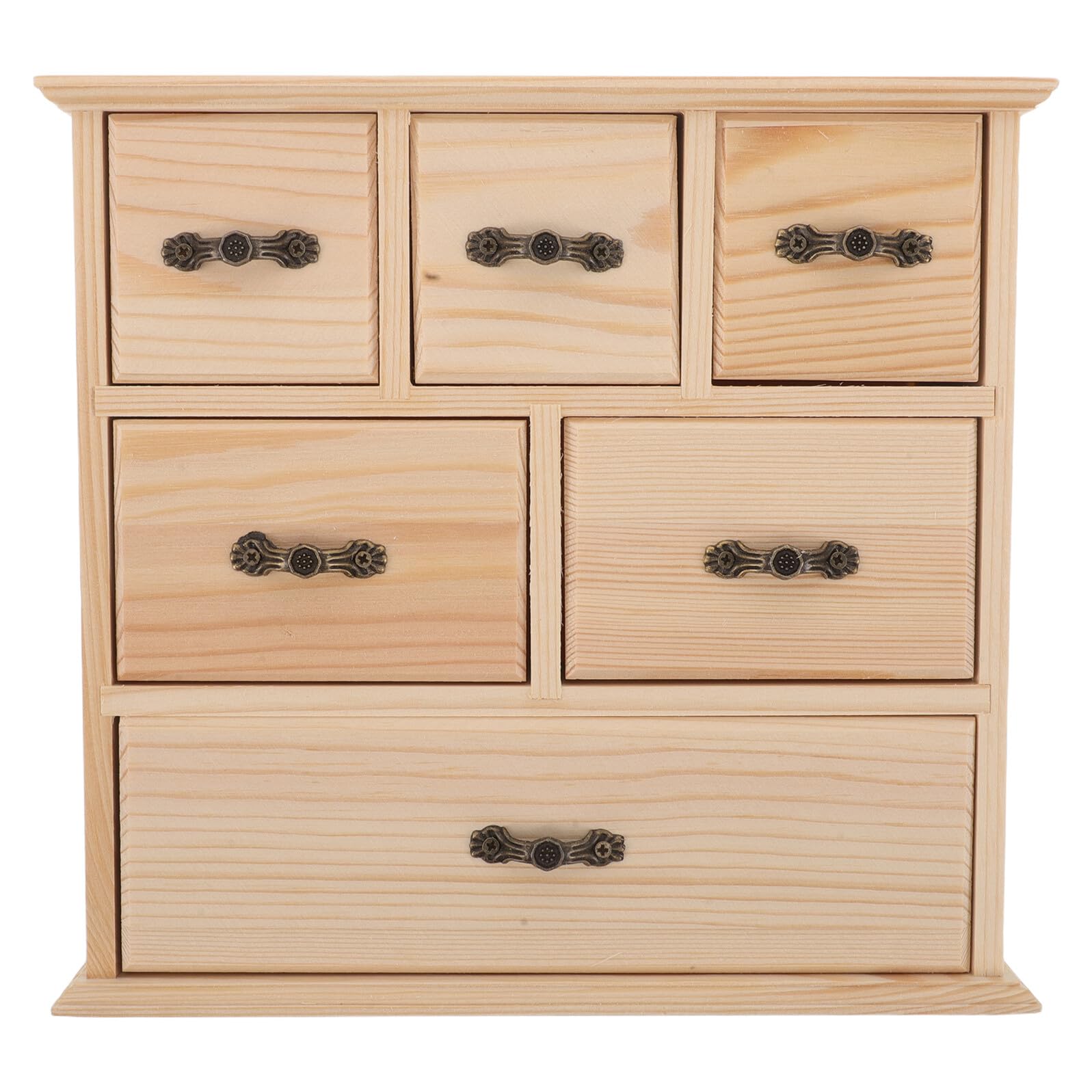 Scatola Organizzatrice da Scrivania con 6 Cassetti in Legno Beige | Desktop e Casa, Design Naturale, Adatta a Cosmetici e Cancelleria, Soluzione Salvaspazio Ordinata