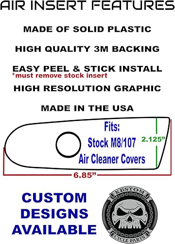 Funda para filtro de aire con bandera estadounidense de Kustom Cycle Parts. Sustituye el inserto de Harley Davidson M8 / 107.