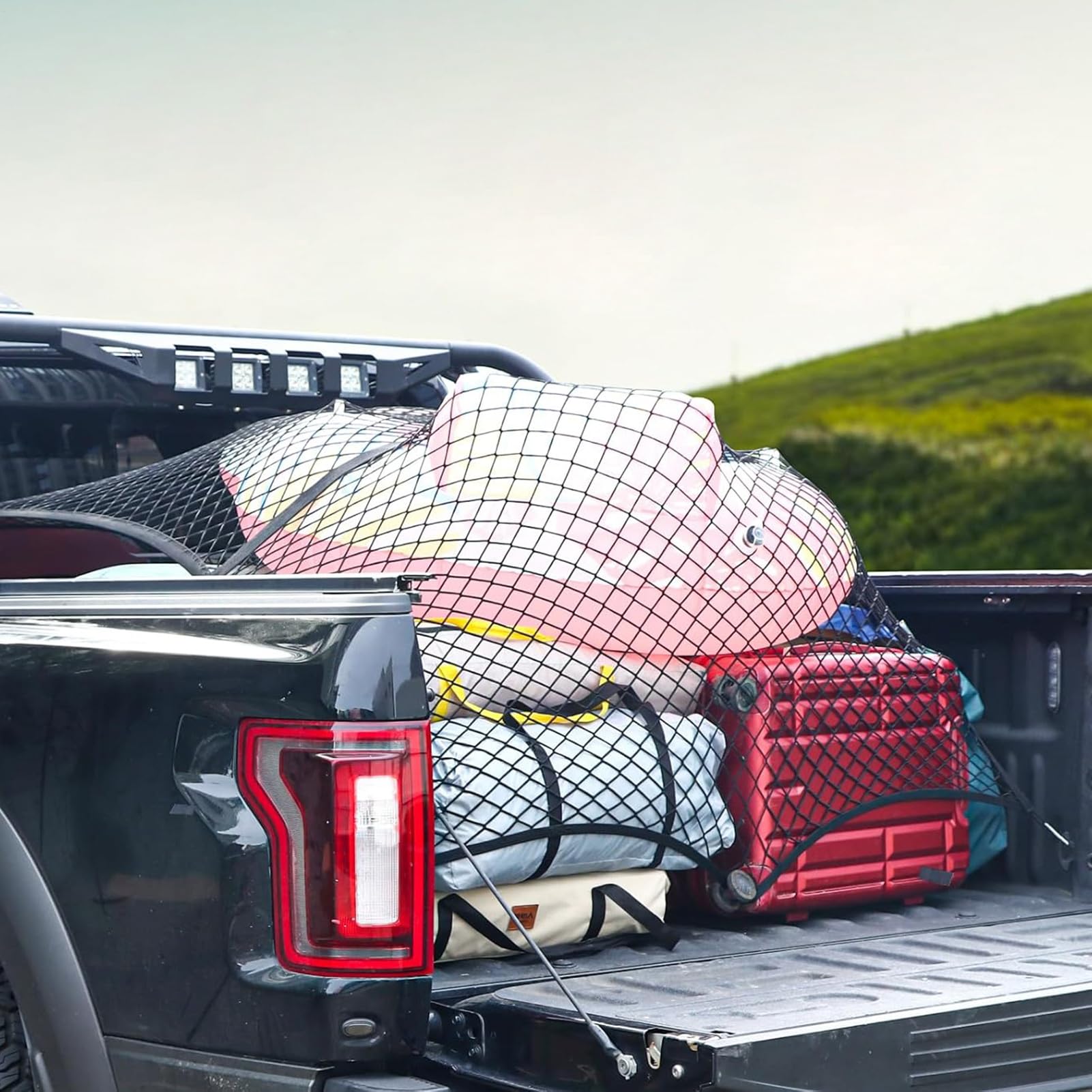 Auto-Decken-Gepäcknetz, hochelastisches, strapazierfähiges Netz, stabiler Organizer, flexible Aufbewahrungslösung, ideal für Kofferraum, Umzugsregal, Decke, Straße, Außeneinsatz, einzeln, doppellagig