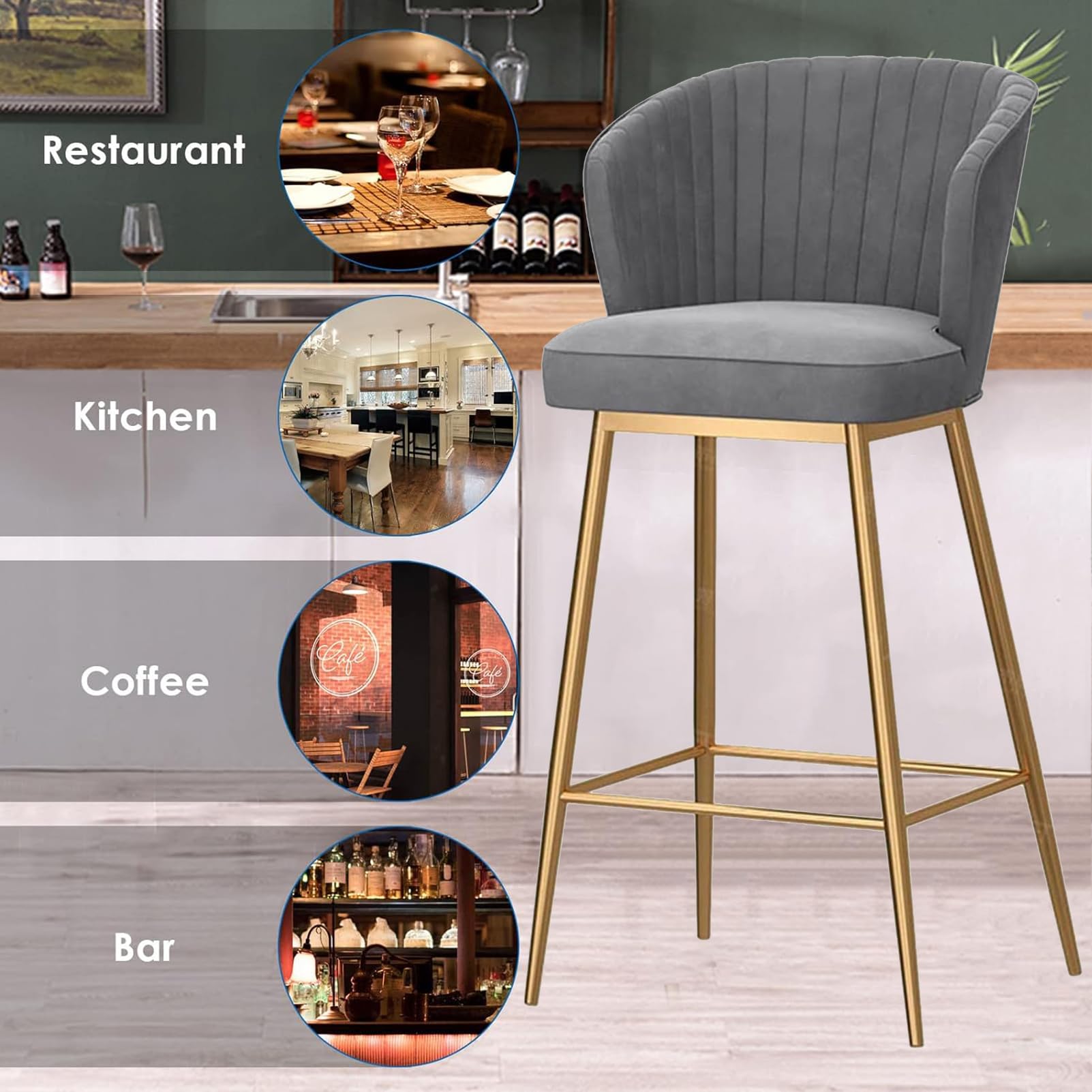 Bar per la colazione Bhairs Set di 4 sgabelli da bar ergonomici Sedie