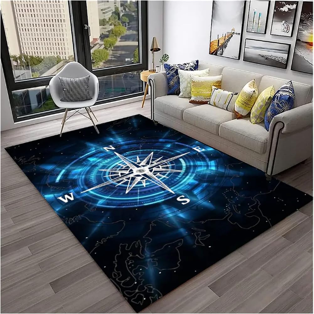 Tapis boussole rétro antidérapant 80x150cm pour éviter les glissades