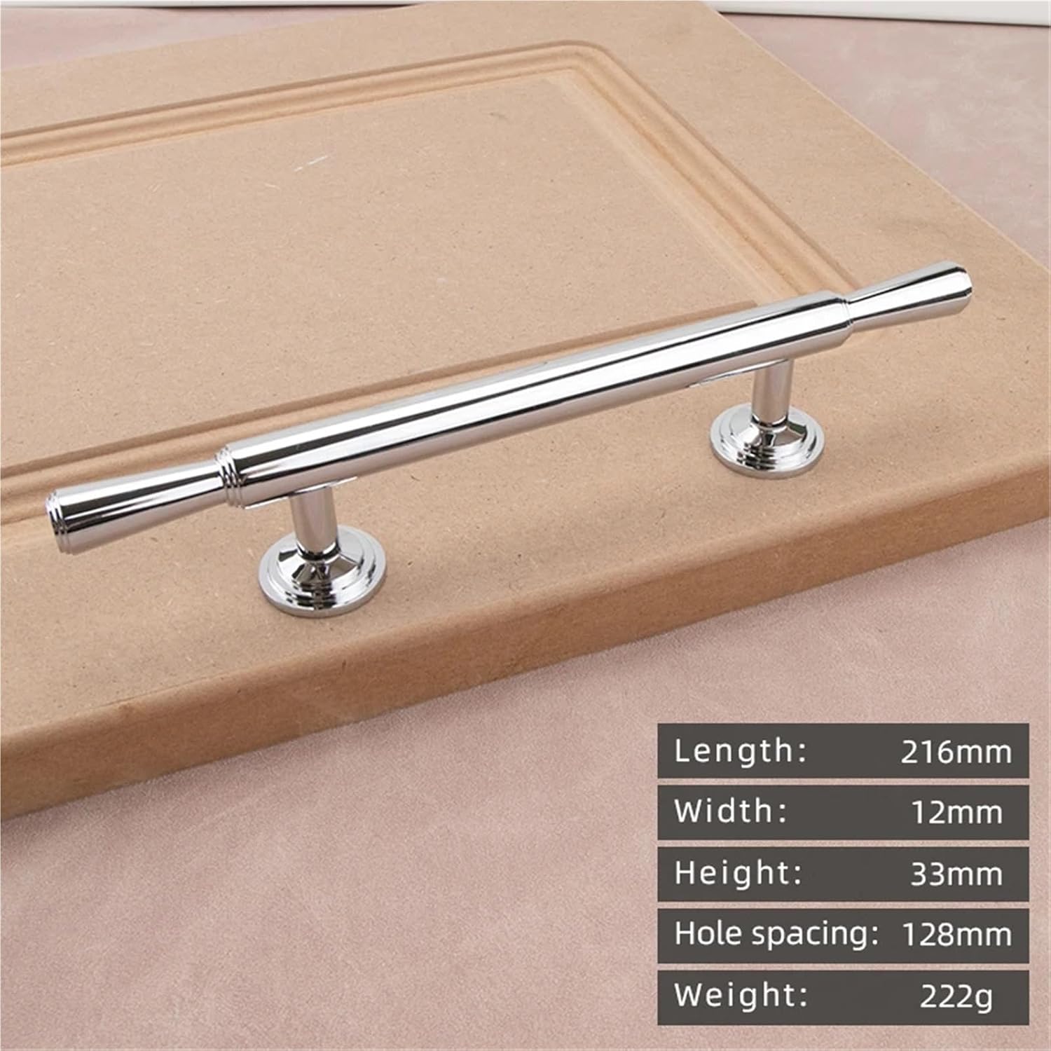 Solid Brass Chromium Silver Handle Kitchen Cabinet Simple Drawer Long 1Pcs(22-216mm-128)
