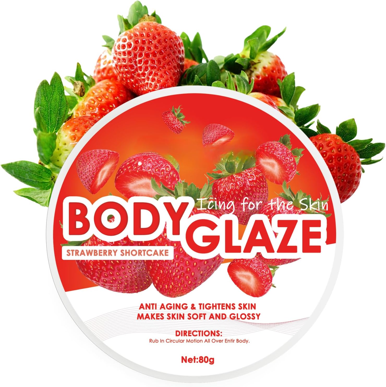 Body Glaze Strawberry Shortcake, Strawberry Body Butter for Women, Firming Body Cream, Moisturizing Skincare Body Butter Cream, Anti-Aging & Tightens Skin, Moisture For Long-Lasting