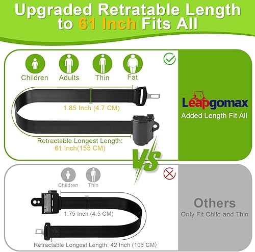 Miniatura 3 de Retractable 61" DOT Seatbelts, Universal 2 Point Adjustable Seat Belts for Golf Carts EZGO, Yamaha, Club Car, ICON, Star, Zone Golf Carts, Go Kart,