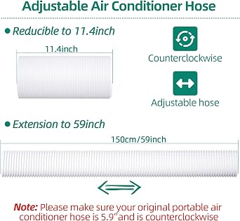 Portable Air Conditioner Window Kit - Adjustable Universal Window Seal AC Vent Kit with 5.9 Exhaust Hose for Sliding Vertical/Horizontal Windows