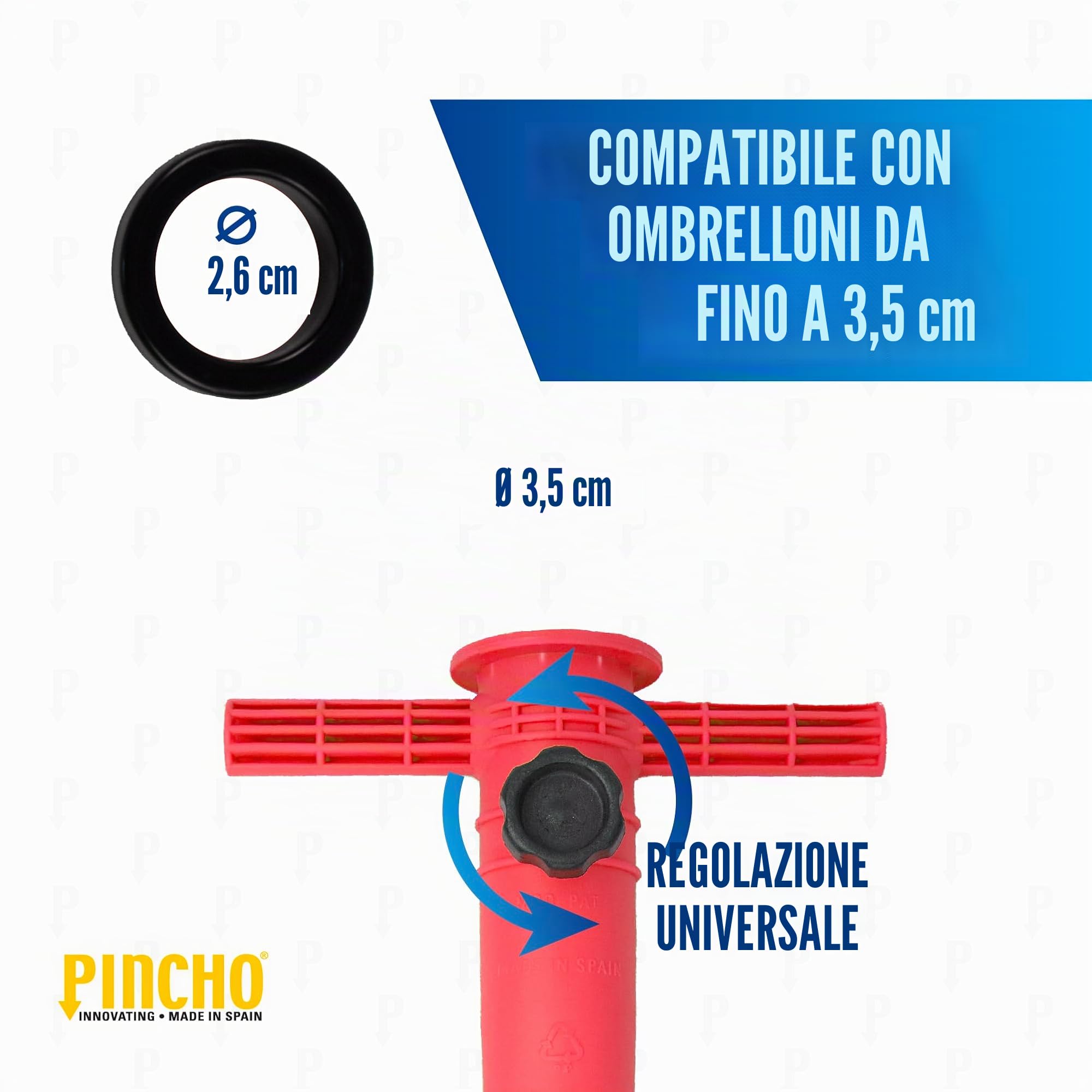 Porta Ombrellone da Spiaggia PINCHO Supporto con Vite Regolabile 35 mm 31 cm