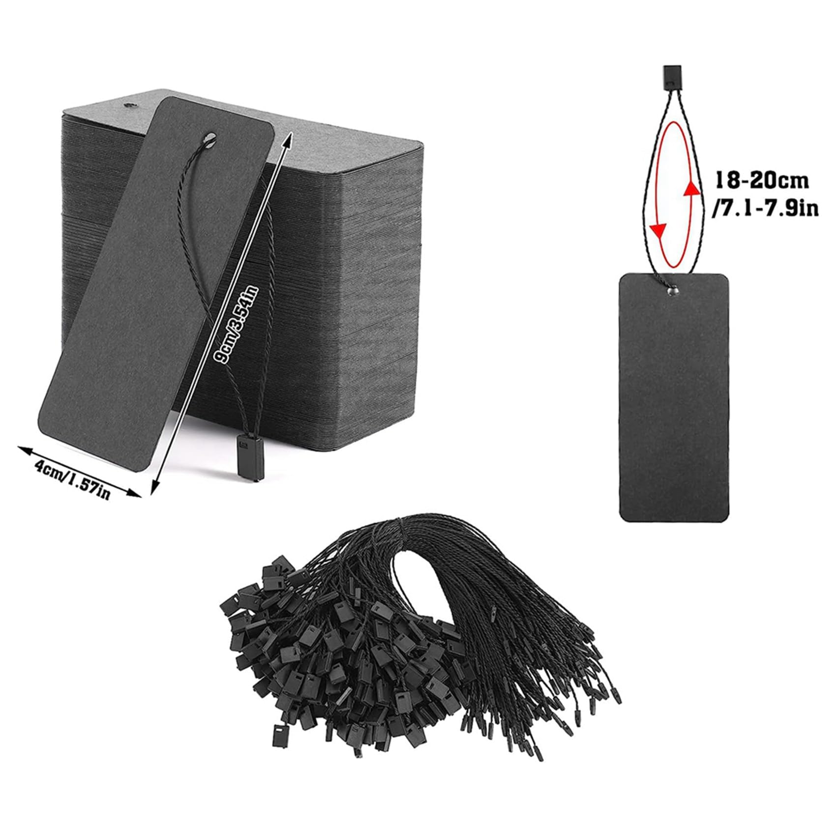 Juego de 1200 Etiquetas de Precio Negras con Etiquetas de Regalo con Imperdibles Etiquetas de Ropa Personalizadas Etiquetas Colgantes de Papel Negro