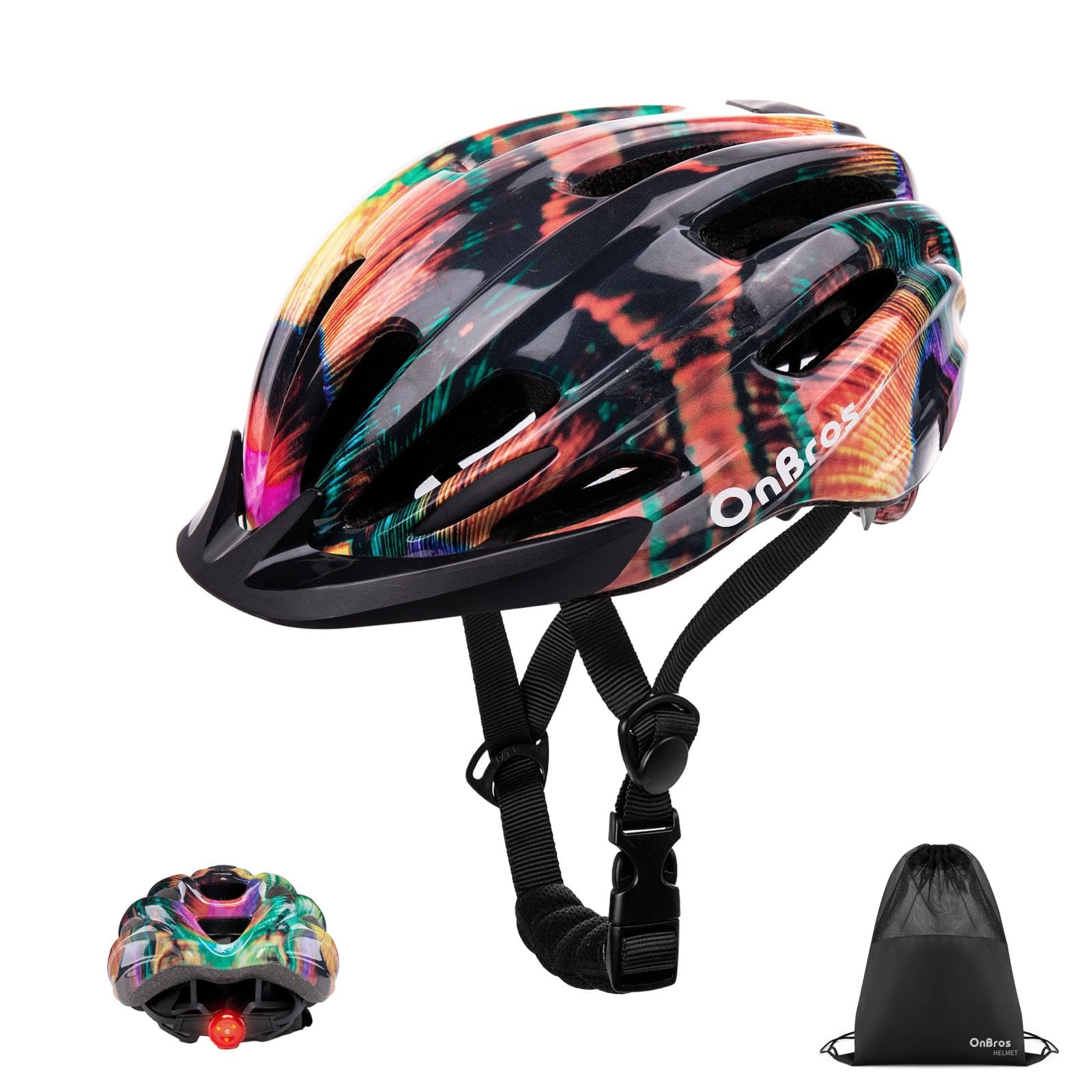 Kids Bike Helmet for Boys & Girls Ages 5-7-9-10-12-14 Adjustable Kid Cycle Helmet with Visor & Light, Lightweight & Safe for Cycling Scooters and Skating 50-57cm