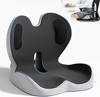 Vista 11 de Cojín de asiento de espuma viscoelástica con almohada de apoyo lumbar, cojín para silla de oficina, cojín ergonómico para asiento de automóvil