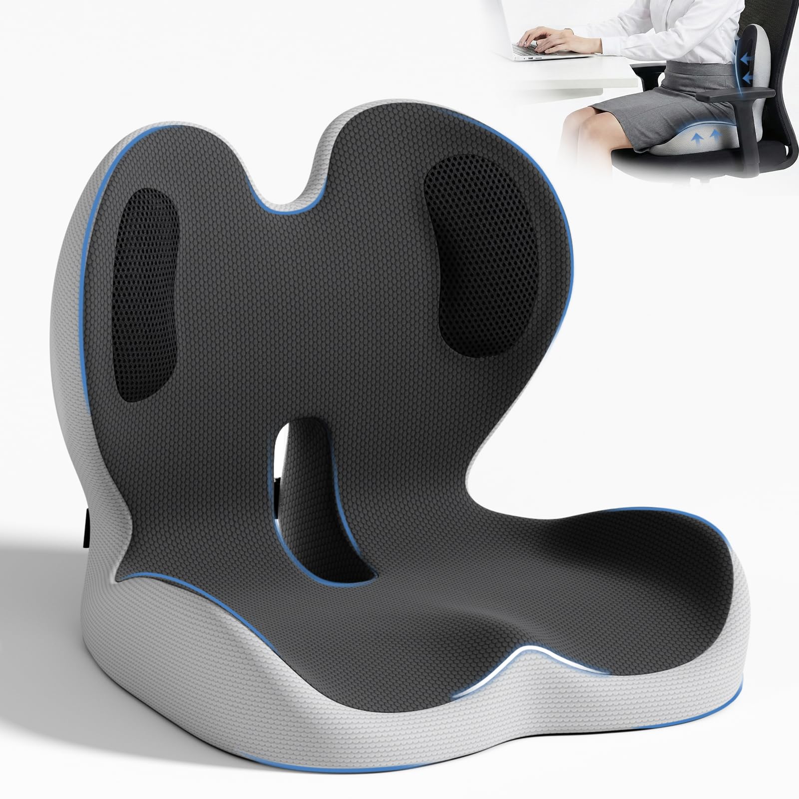 Photo 1 of ECONVCE Ergonomic Seat Cushion with Lumbar Support