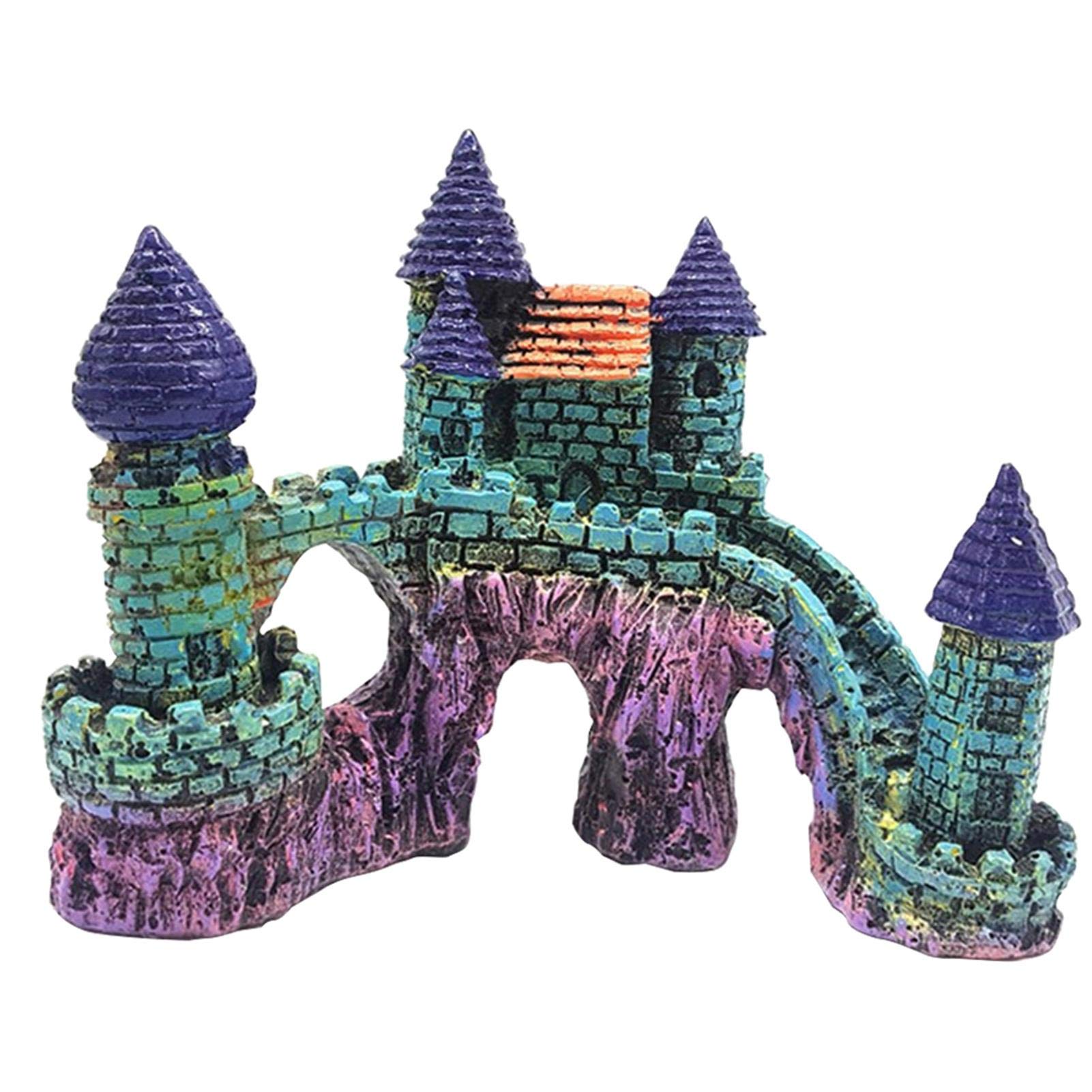 Fish Tank Decorations Castle Cave Hideouts Resin Castle Decorations Fairy Tale Aquarium Decoration Fish Tank for Reptile(6)
