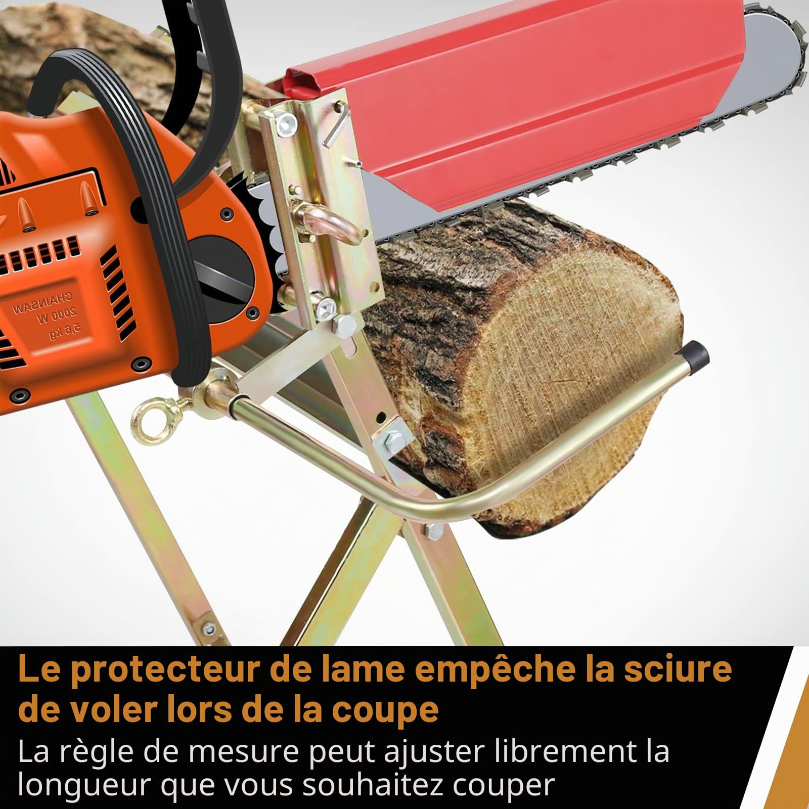 Gimisgu Chevalet de tronçonneuse avec support pour bois de chauffage, jusqu'à 150 kg, pour tronçonneuses avec support, protège-chaîne, 81 x 72 x 78,5 cm, support pliable pour scierie, atelier
