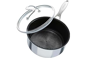 Circulon Momentum Clad Saucepan with Hybrid SteelShield Technology and Glass Lid, 2 Quart