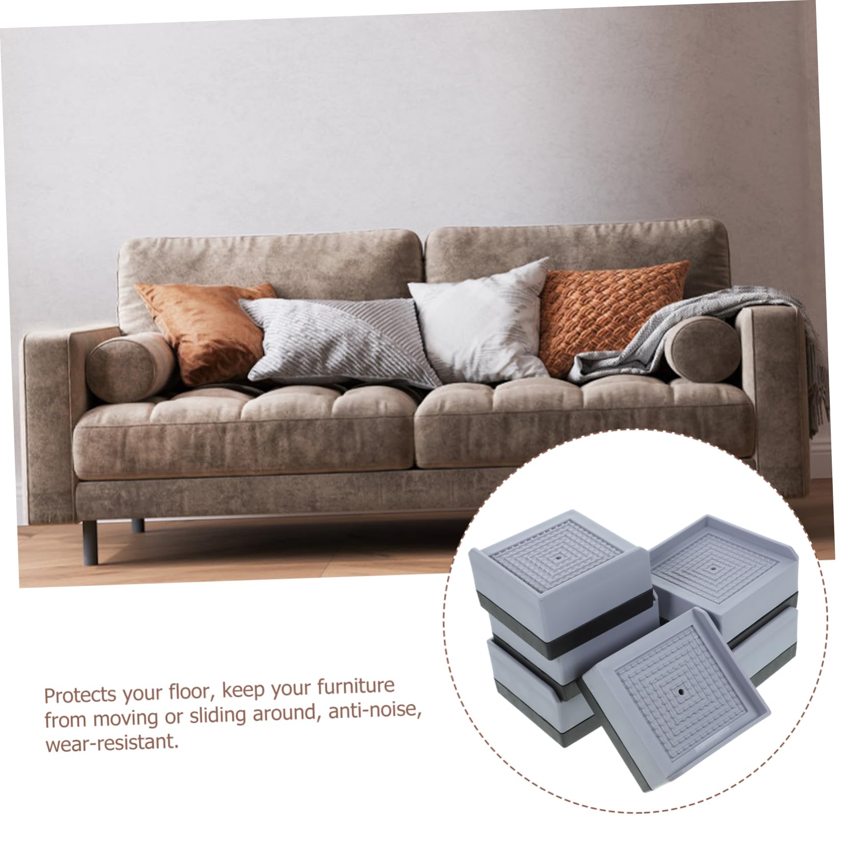 KALLORY 6pcs Heavy Duty Bed Risers - Design for Sofas Tables and Desks for Enhanced Height and Storage Space Furniture Supports for Easy Cleaning and Scratch