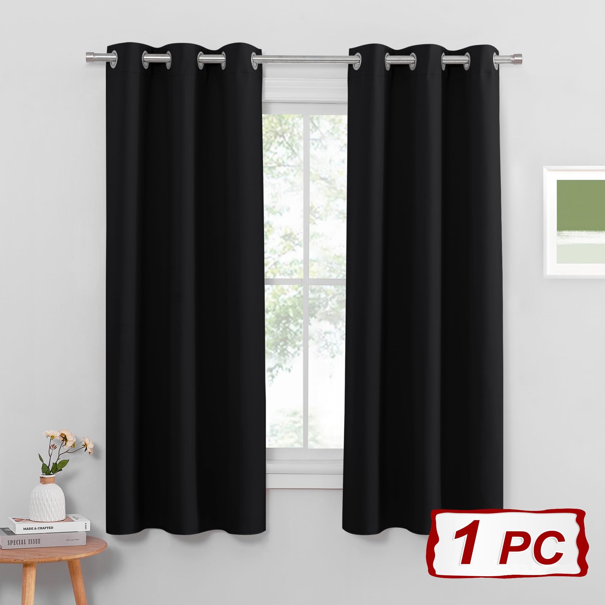 PONY DANCE Blackout Thermal Insulated Curtain for Bedroom 34 x 63 Inch Eyelet Black Out Curtain & Drape for Kitchen Living Room Window - Image 4