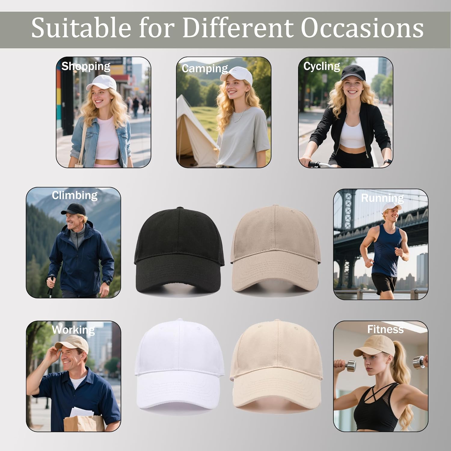 2 Pack Cotton Plain Baseball Caps for Men Women, Adjustable Soft Blank Hat, Gift for Dad Mom Husband Wife - Image 7