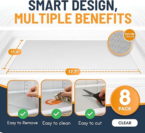 Miniatura 2 de Refrigerator Liners for Shelves (8 Pack) by Linda’s Essentials - Non-Adhesive Drawer and Shelf Liner, BPA-Free Fridge Mats for Kitchen & Cabinets
