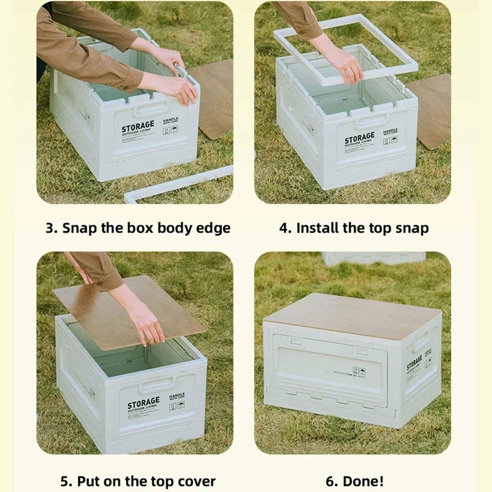Faltbare Aufbewahrungsbox mit Deckel, 50 l, faltbarer Organizer | für Camping im Freien, Stapelbox, Organizer, Holzschneidebrettdeckelbehälter 50 -