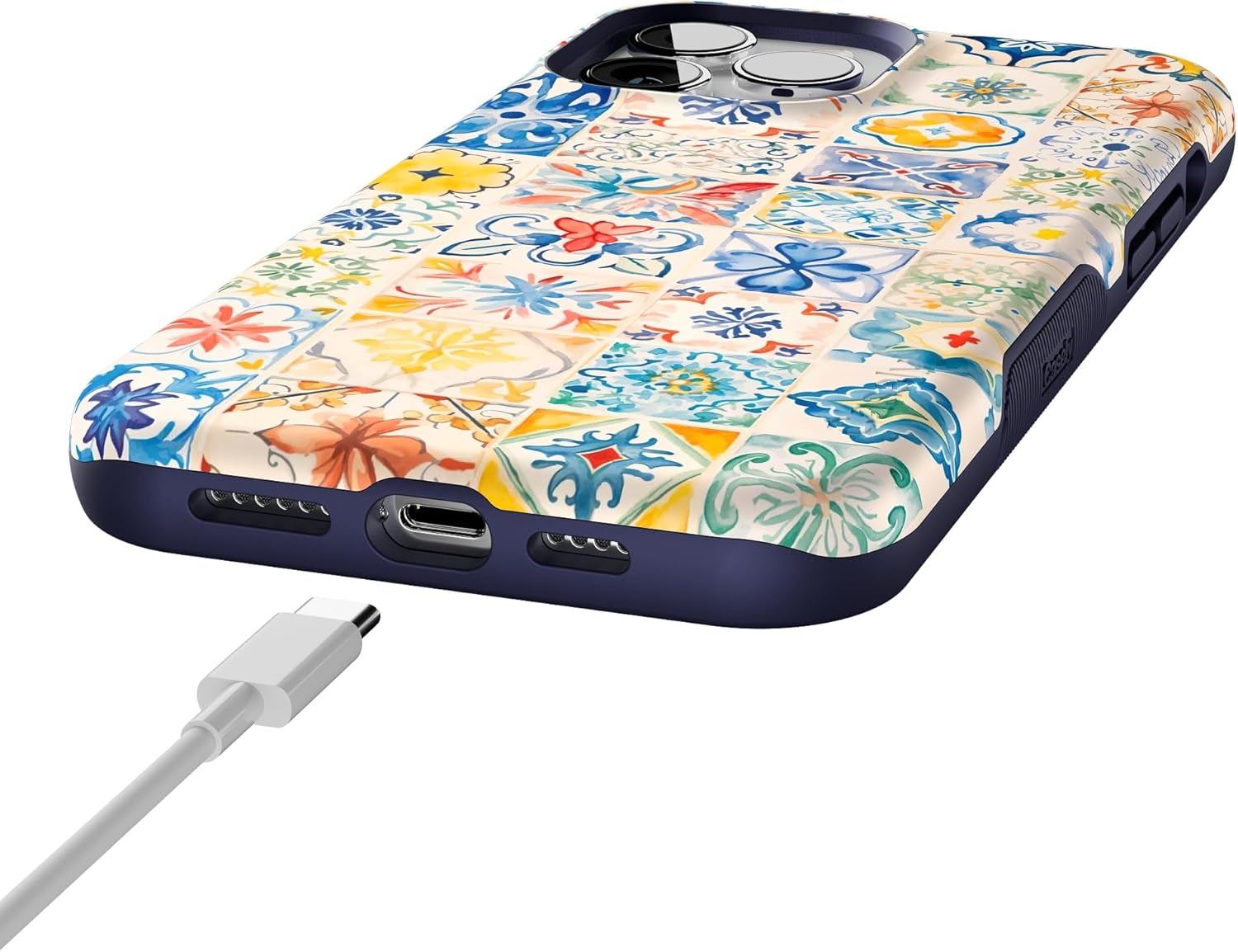 Casely iPhone 13 Pro Max Case | Tuscan Tiles | Dolce Vita | Bold Protective Design | Compatible with MagSafe