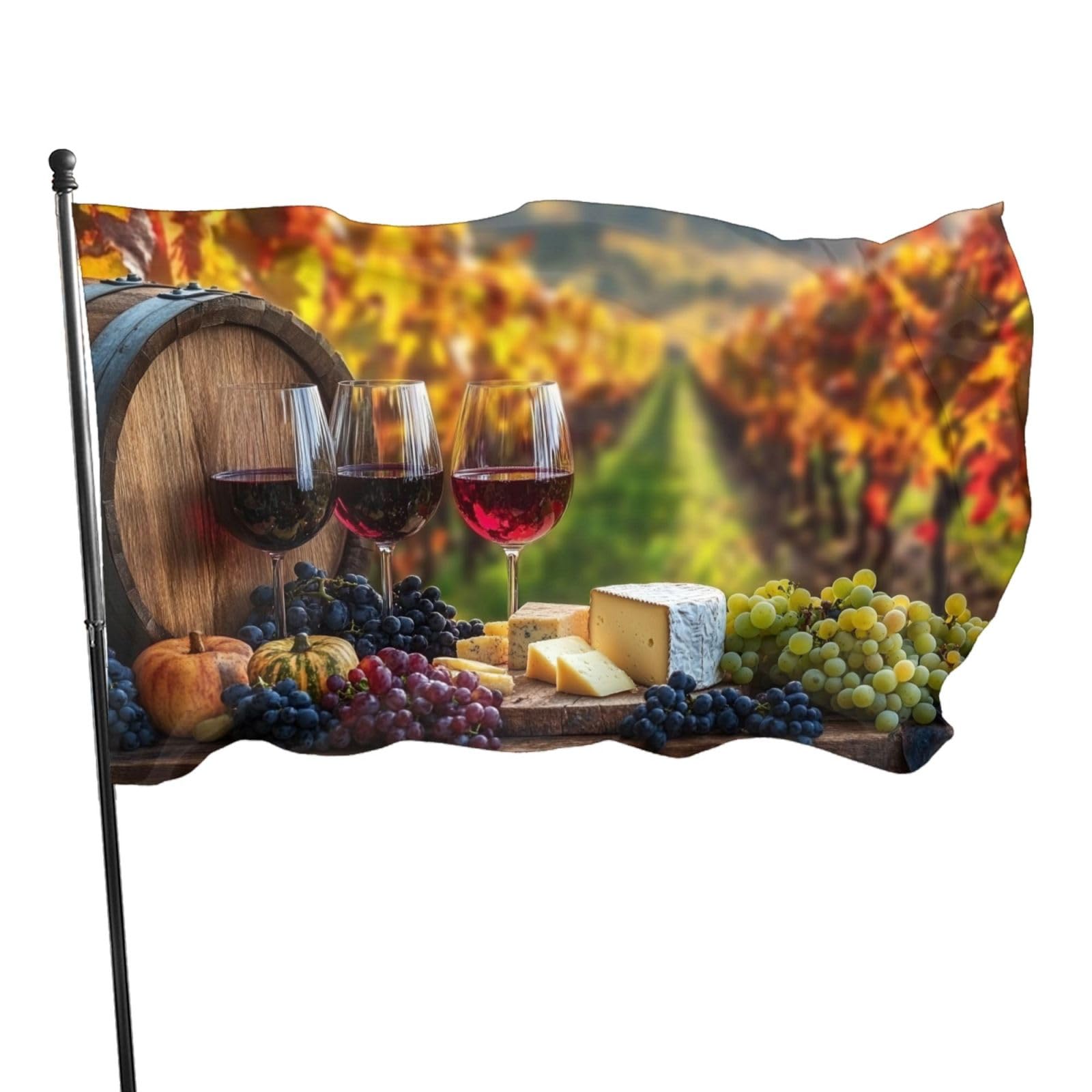BoltPack Wine And Grapes Print Garden Flag 90x150cm Seasons Holiday Flag With Grommets For Outdoor Decorations Party Supplies