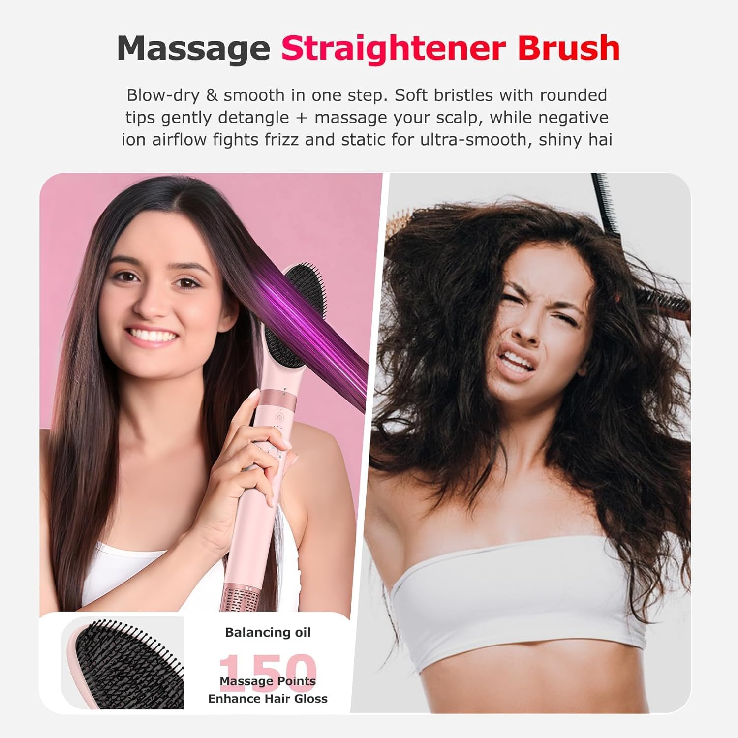 MESCOMB 6 en 1 Air Styler, Cepillo Secador de Pelo par Difusor par Secado Rápido, Sin Daños por Calor, Sin Frizz Cuidado iónico par Volumisation, Con bolsa de viaje, Dar Regalos