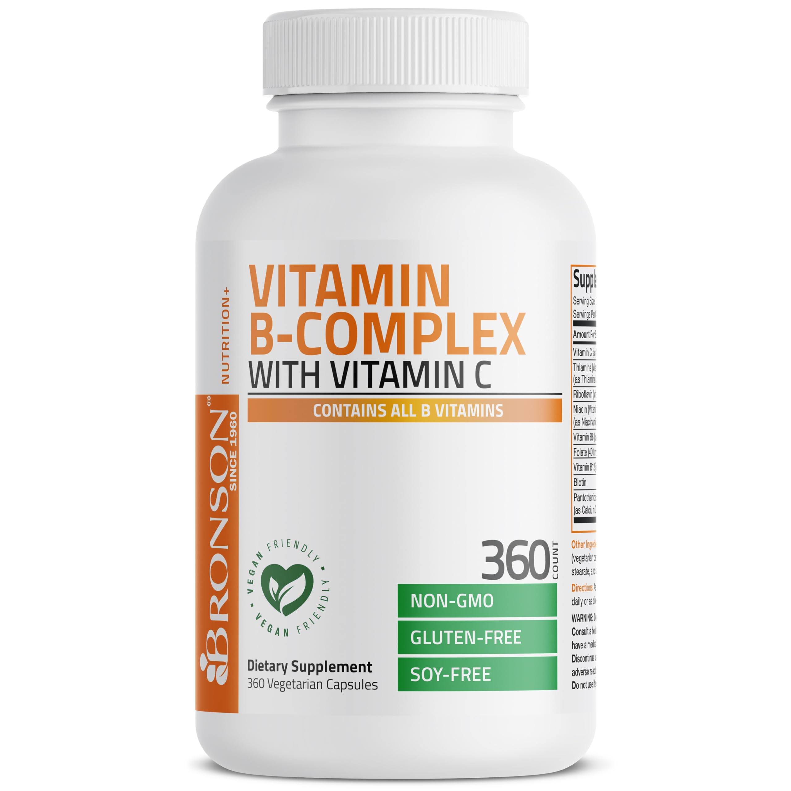 Bronson Vitamin B Complex with Vitamin C Vegetarian Capsules, 360 Count — Amazon image 5