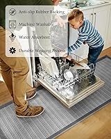 Vista 3 de PADOOR Juego de 2 alfombras de cocina antideslizantes, alfombras extragrandes de 2.5 x 6 pies + 20 x 32 pulgadas para suelo de cocina