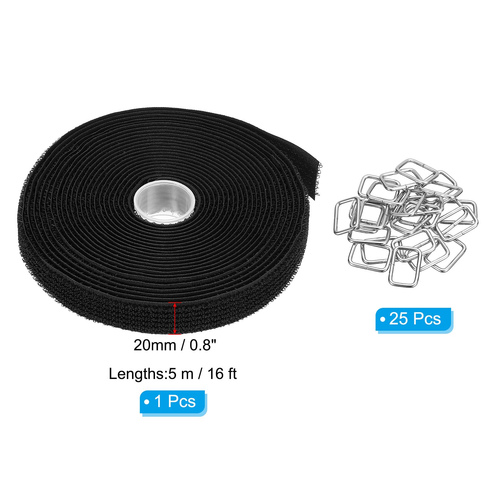 PATIKIL Hook and Loop Straps 0.8 in x 16 Ft with 25pcs Metal Buckle - Image 2