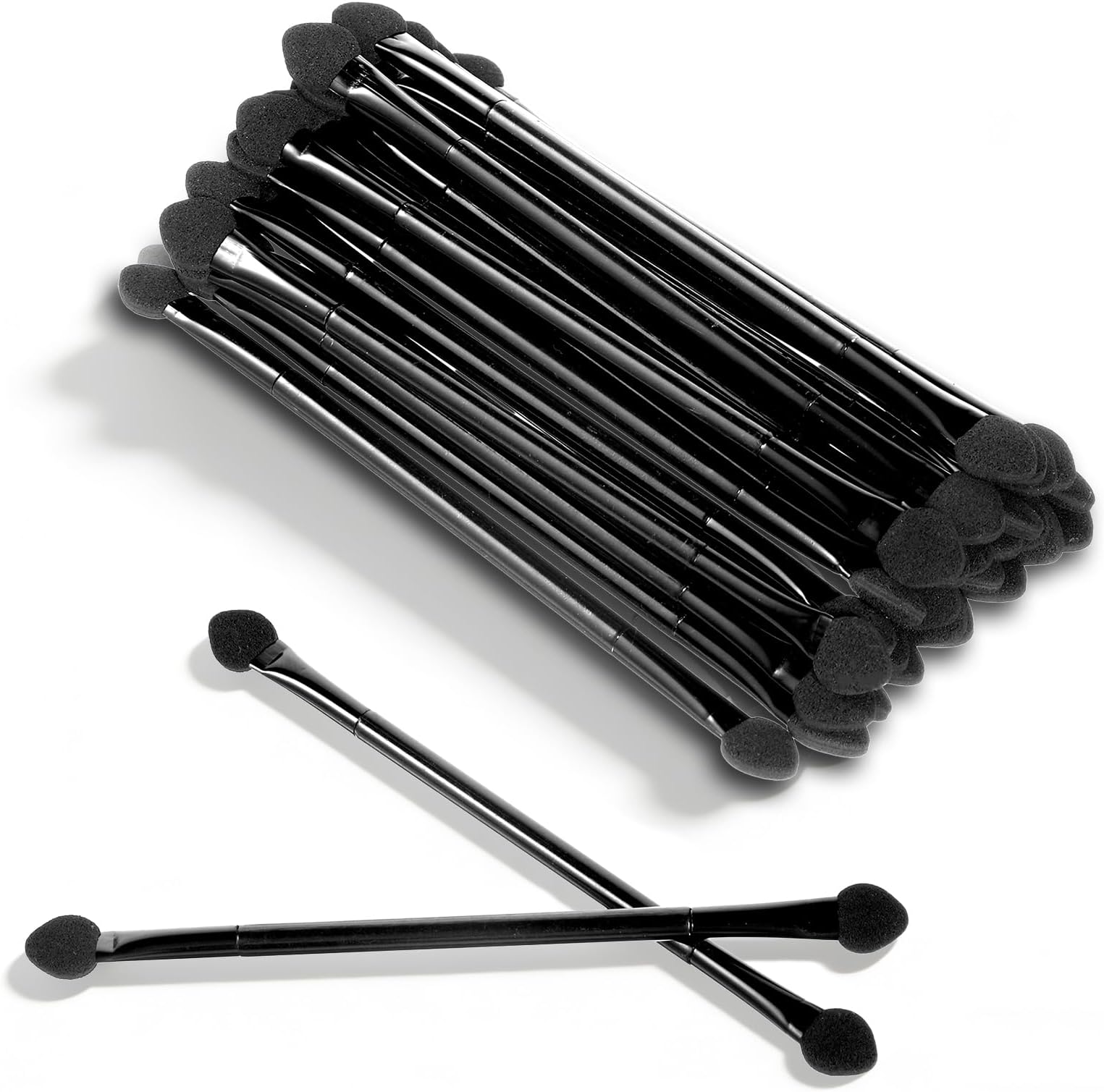 30 Pcs Disposable Dual Side Sponge Eyeshadow Brush, Eyeshadow Applicators, Double Head Eye Shadow Brushes, Makeup Applicator Sticks, Makeup Cosmetic Tool for Women (4.7 Inch, Black)