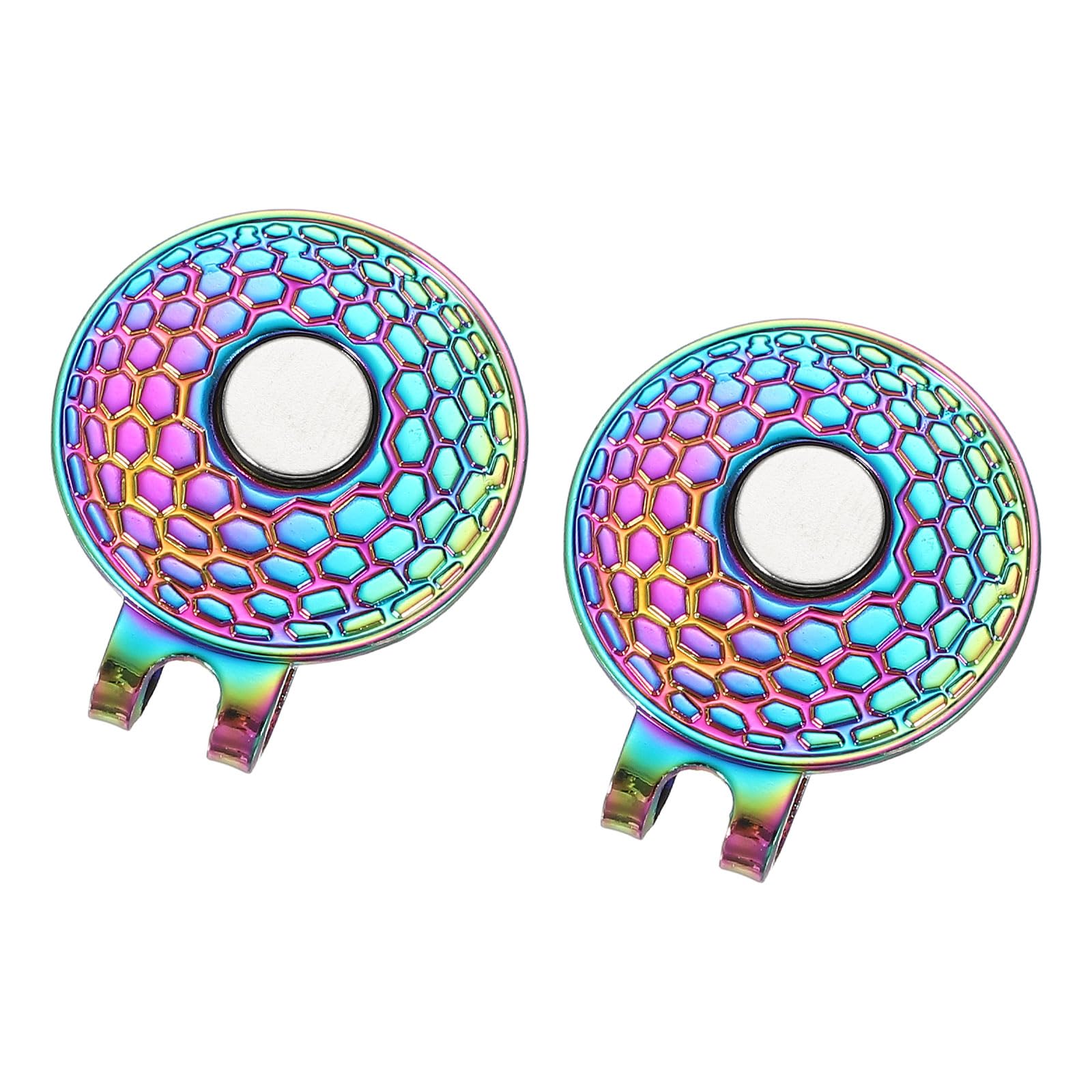 PATIKIL Golf Hat Clip, 2 Pack Metal Cap Clamp with Magnetic Removable Ball Marker Holder Golf Accessories for (Women & Men), Iridescent
