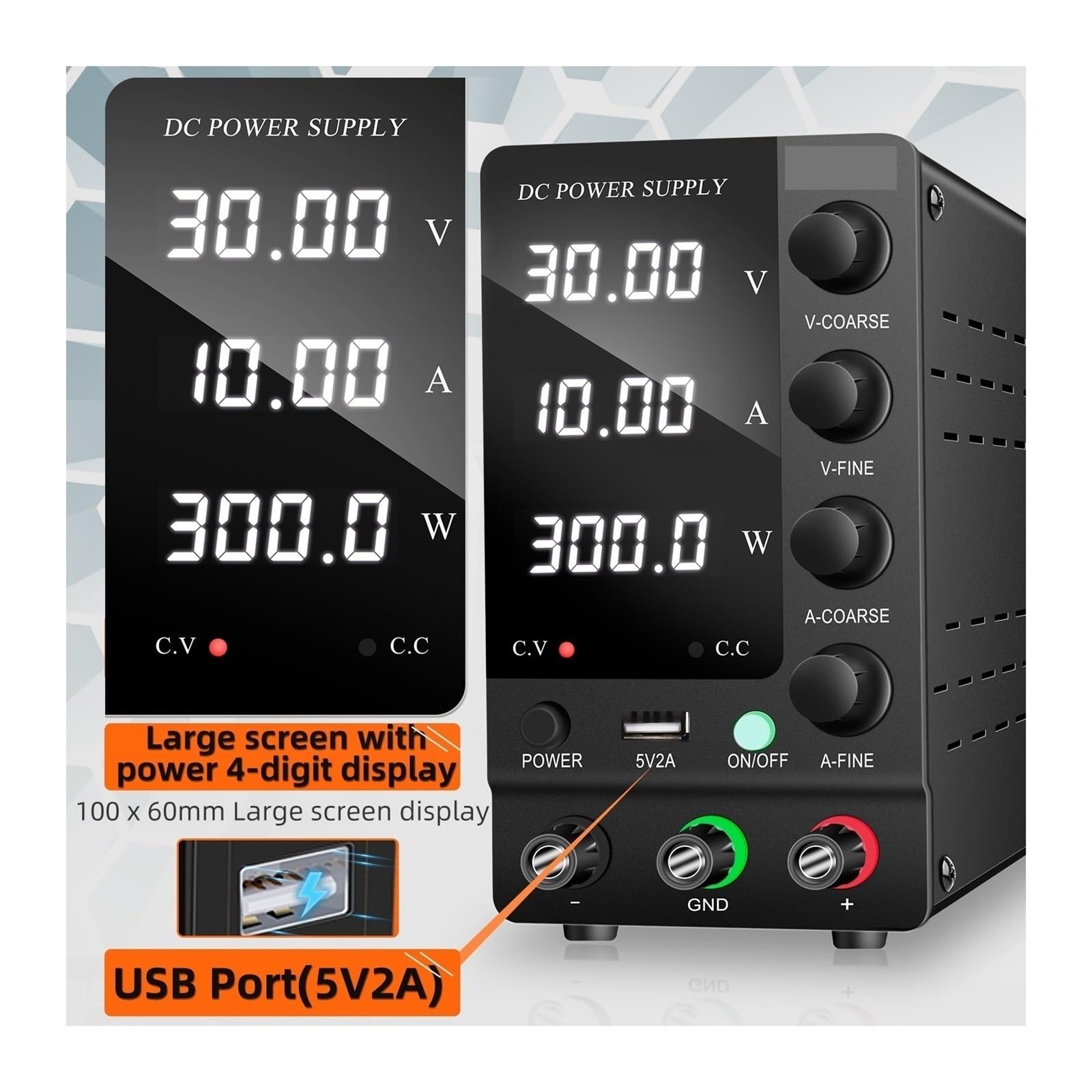 Zasilacz laboratoryjny, Zasilanie DC Zmienne 30 V 10 A Regulowane Przełączanie Regulowany Zasilacz Stołowy Z Przełącznikiem Wyjściowym 32 6 A 60 120(Black 30V10A)