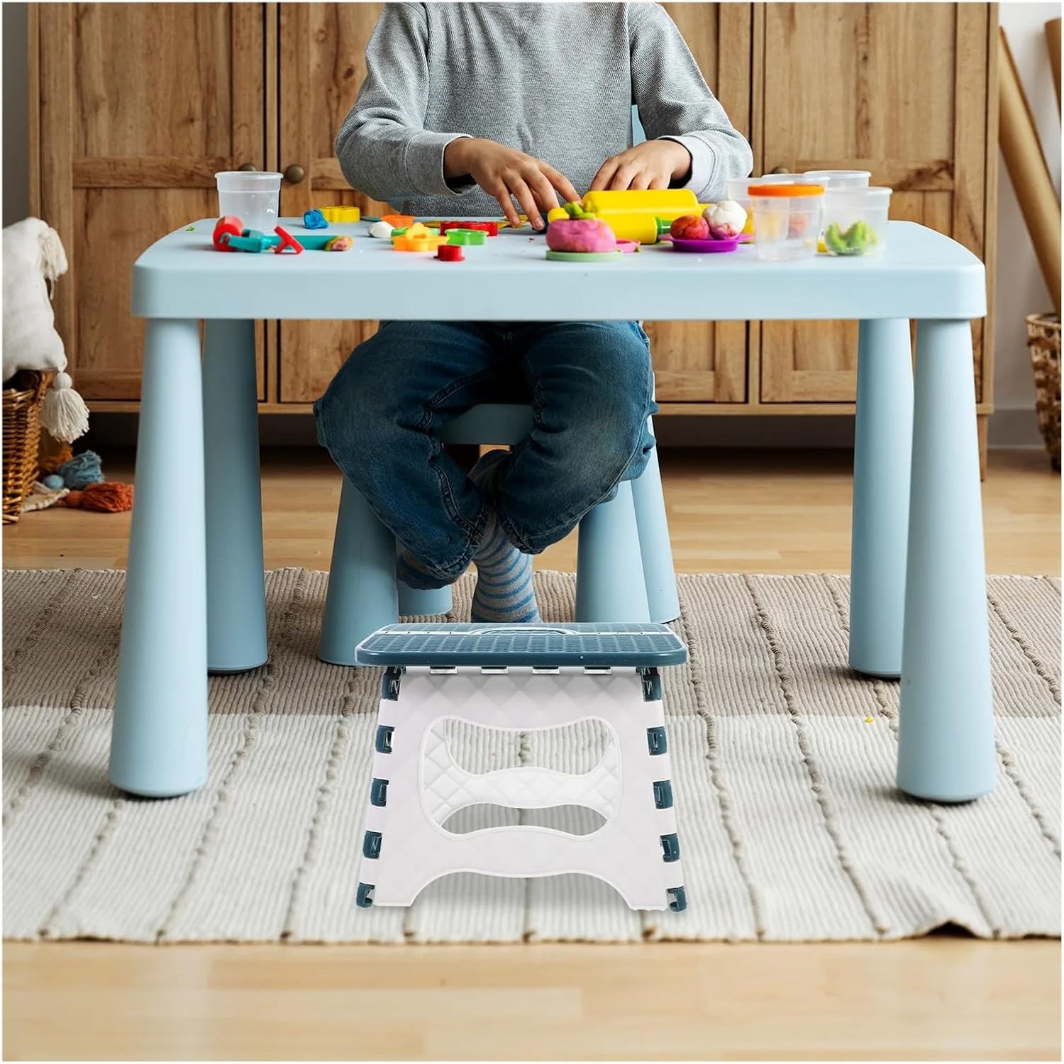 1pc Folding Step Stool Portable Plastic for Lightweight Camping Fishing Garden Outdoor Indoor Home Use