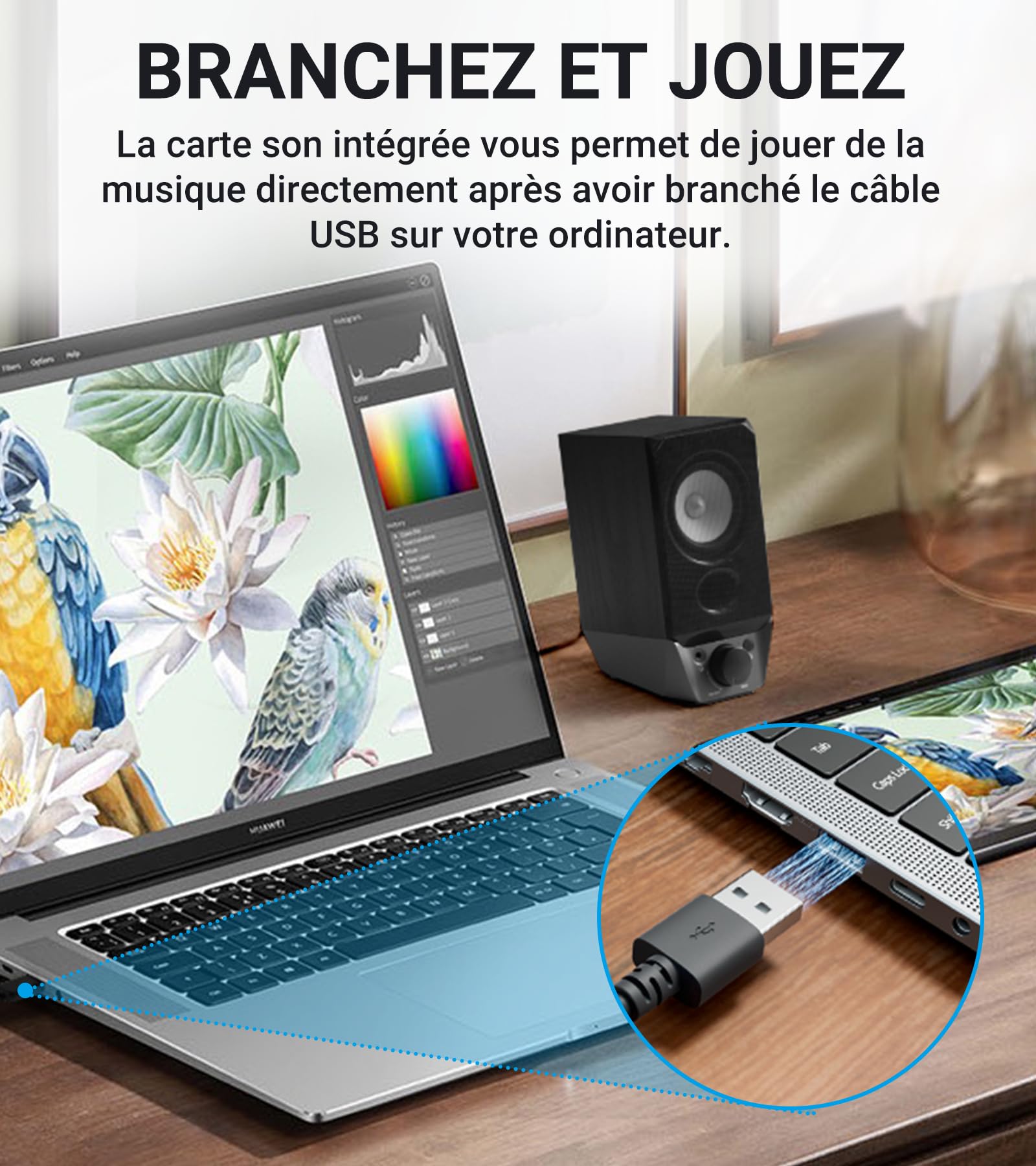 Edifier R19BT 2.0 Enceintes PC, Hauts-parleurs Bluetooth 5.3 Son Stéréo Complet, Basses Puissantes, Contrôle du Volume, Entrée 3,5 mm/Carte Son USB pour Ordinateur/TV/Smartphone/Tablette - Noir