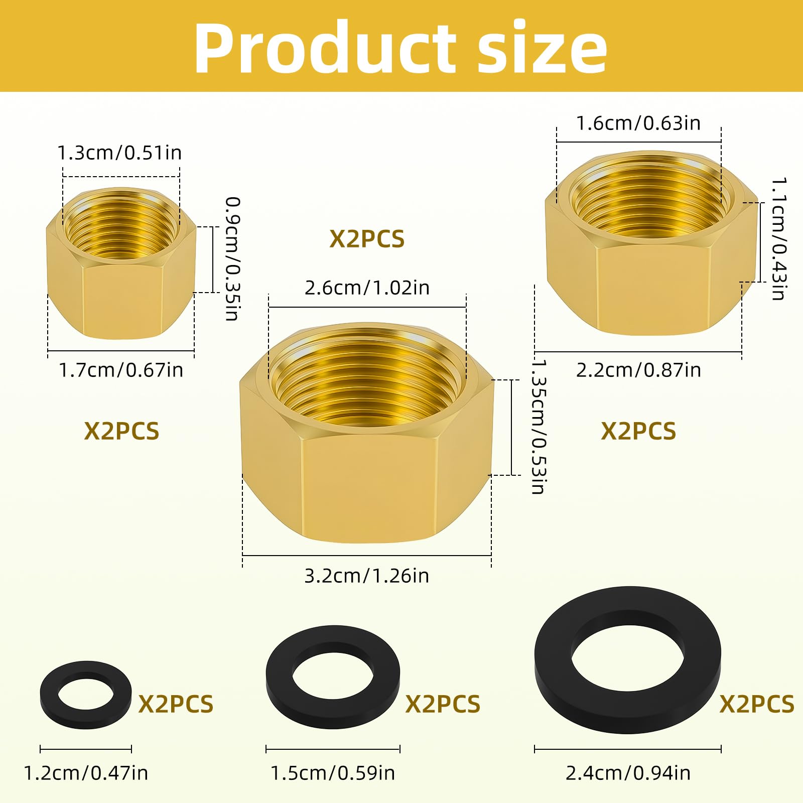 Amazon.com: 6 PCS Brass Pipe Caps with Rubber Gaskets - Hex