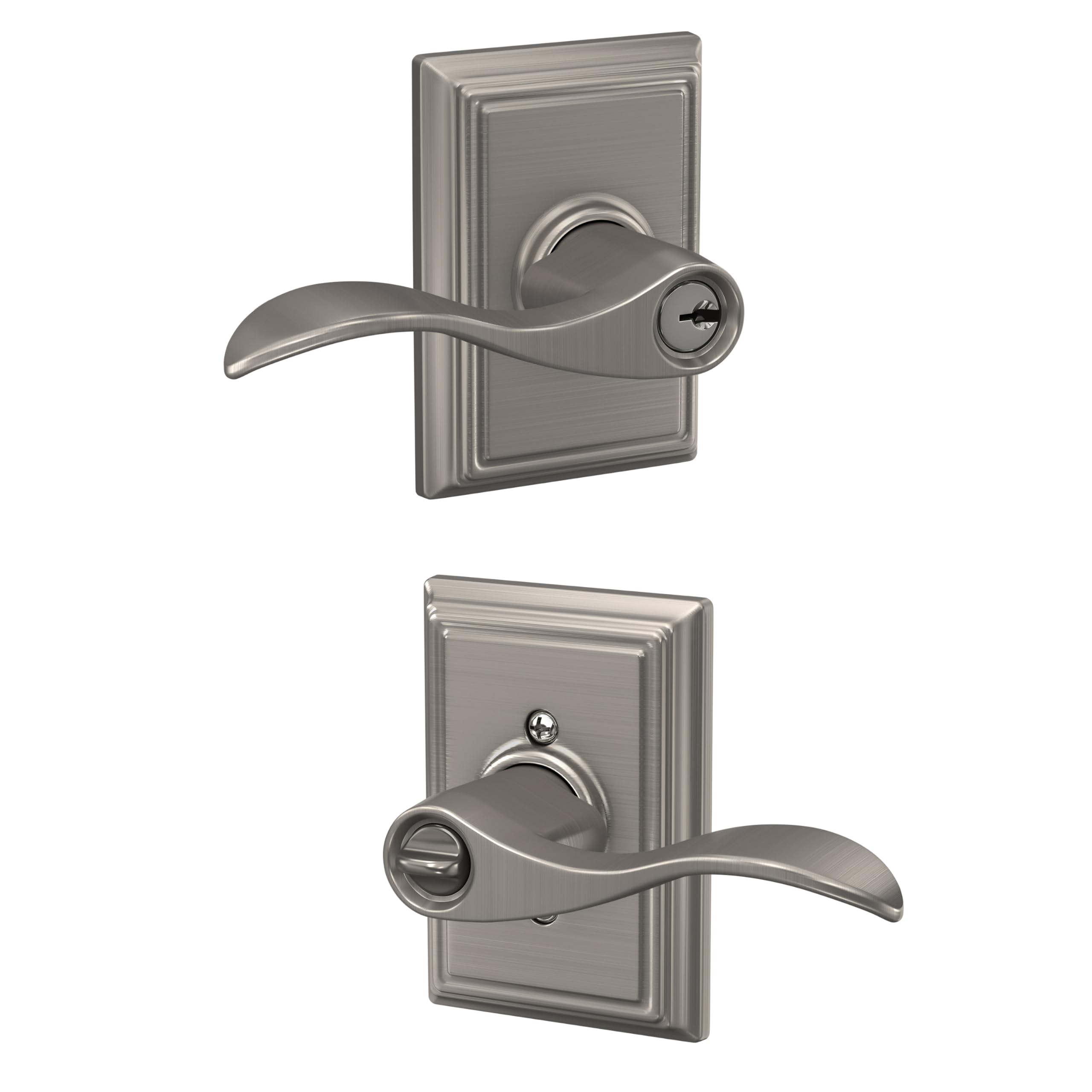 SCHLAGE Accent Keyed Entry Door Handle, Reversible, Satin Nickel